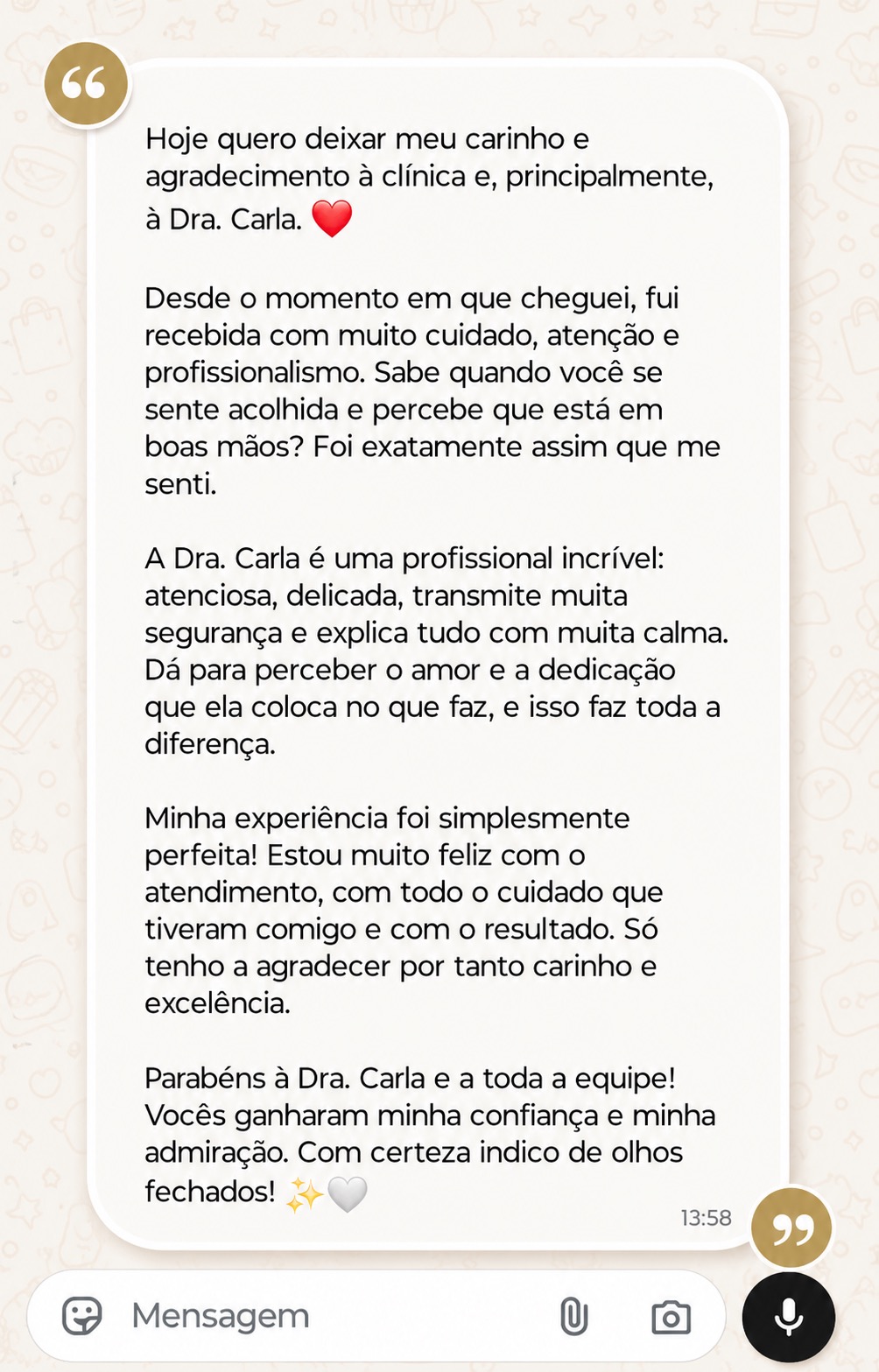 Depoimento de paciente 1